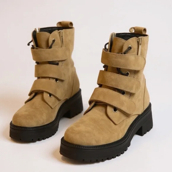 Free People Tan Lace-Up Boots - Picture 3 of 6